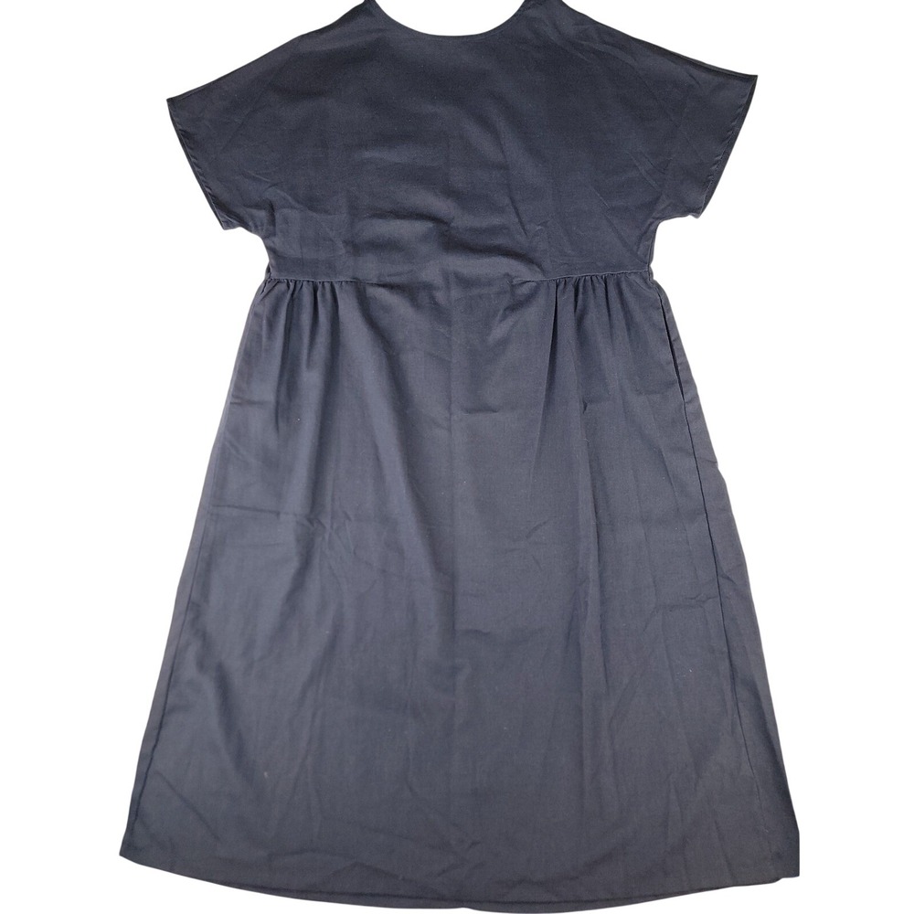 NAVY BLUE POLYESTER MIDI DRESS ELASTIC WAIST SHORT SLEEVE WOMENS XL